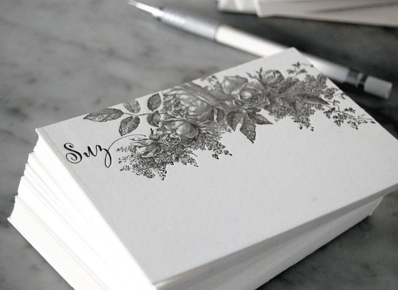 Floral Letterpress Custom Stationery with Address Printing Etsy