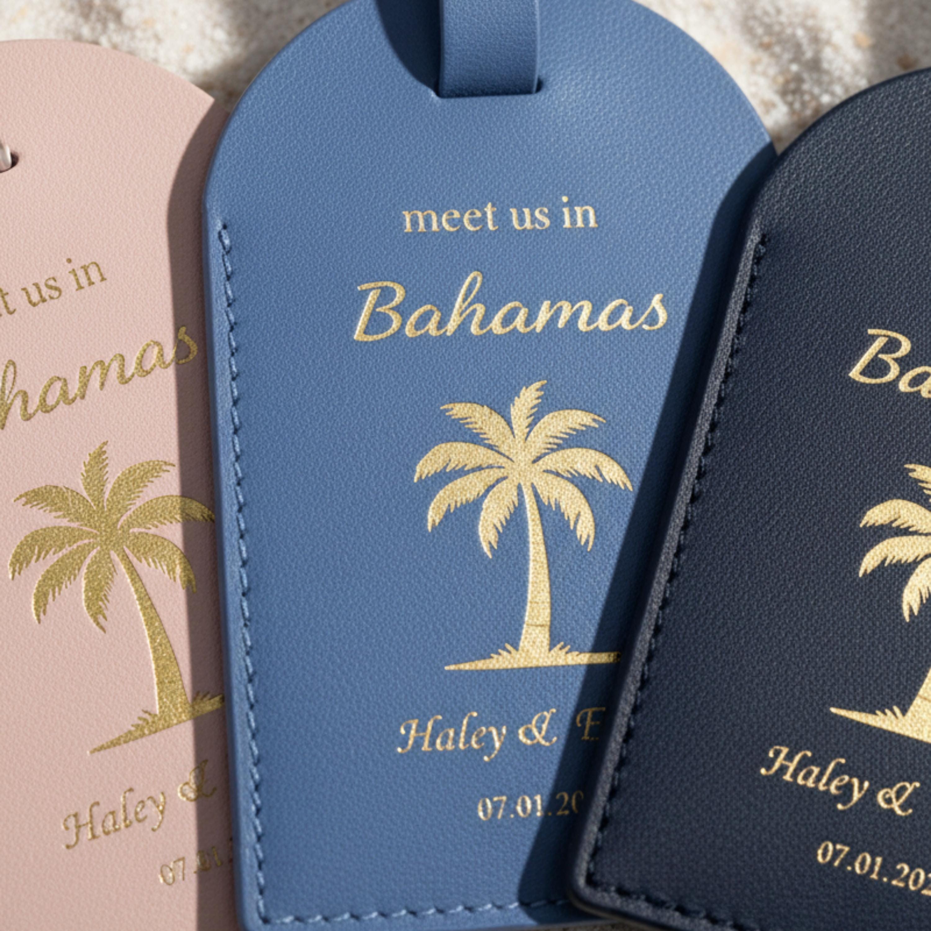 Bahamas Custom Leather Luggage Tag Personalized Destination Wedding ...