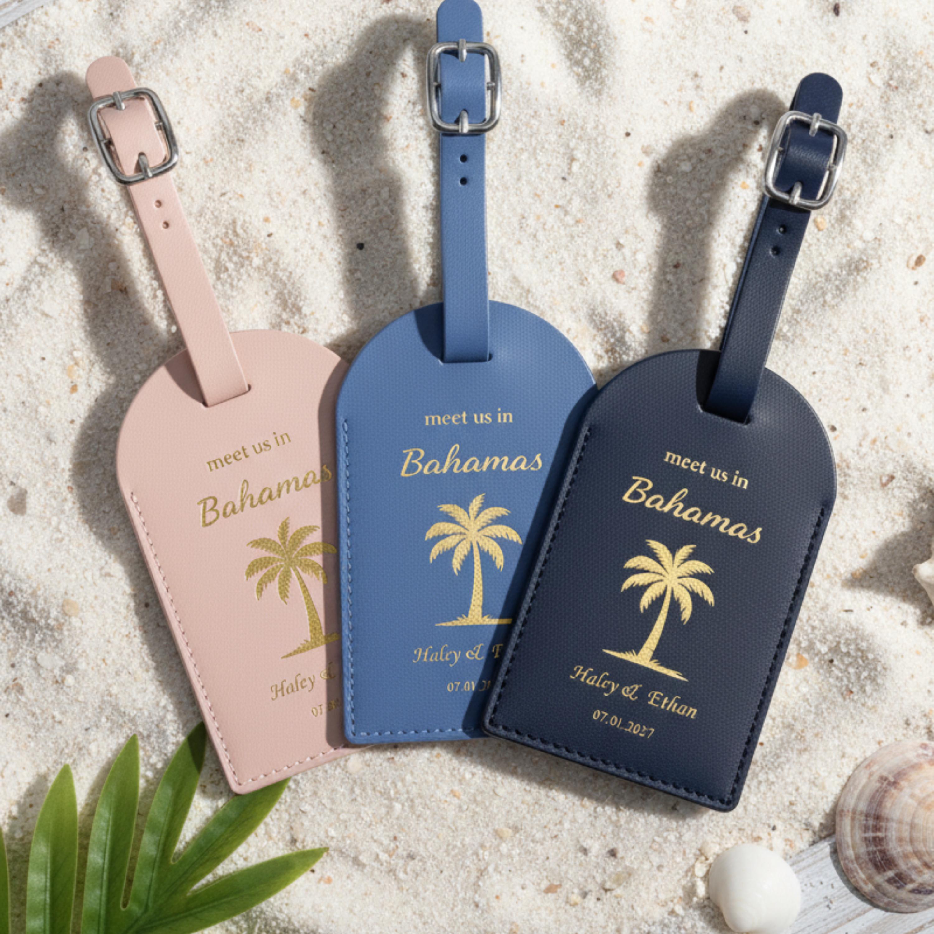 Bahamas Custom Leather Luggage Tag Personalized Destination Wedding ...