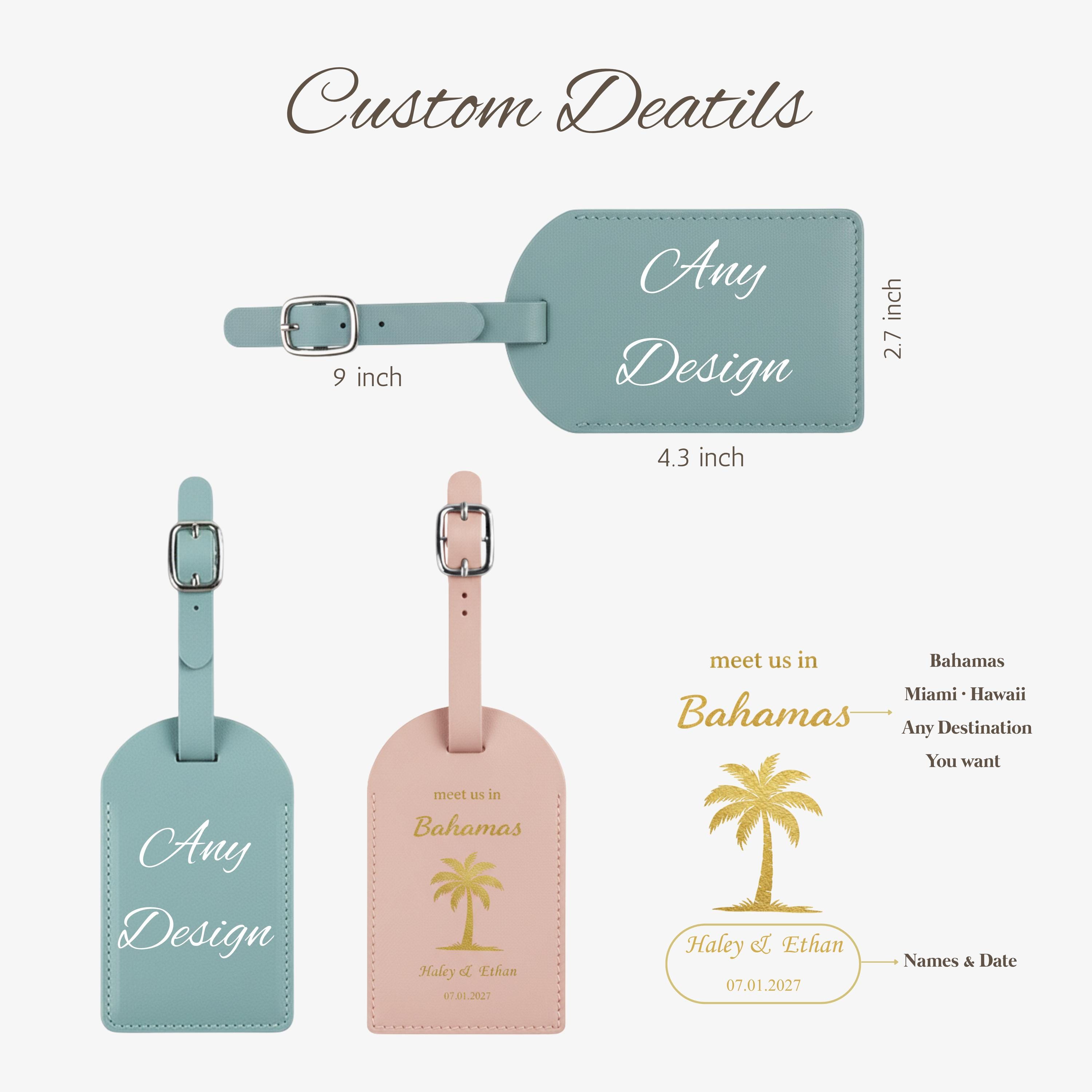Bahamas Custom Leather Luggage Tag Personalized Destination Wedding ...