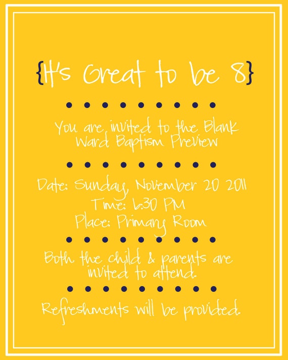 Items similar to It's Great to Be 8/Priesthood Preview Invitations ...