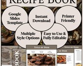Digital Cookbook Template | Editable Recipe Book | Printable Family Cookbook | Google Slides Recipe Binder | Recipe Journal PDF |