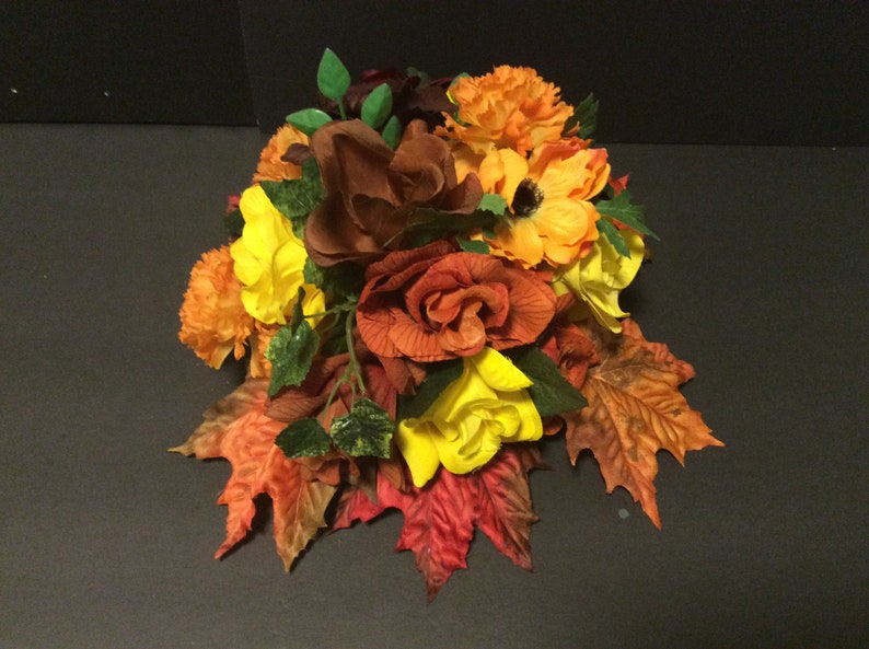 Autumn Fall Silk Flowers Floral Arrangement Centerpiece Etsy