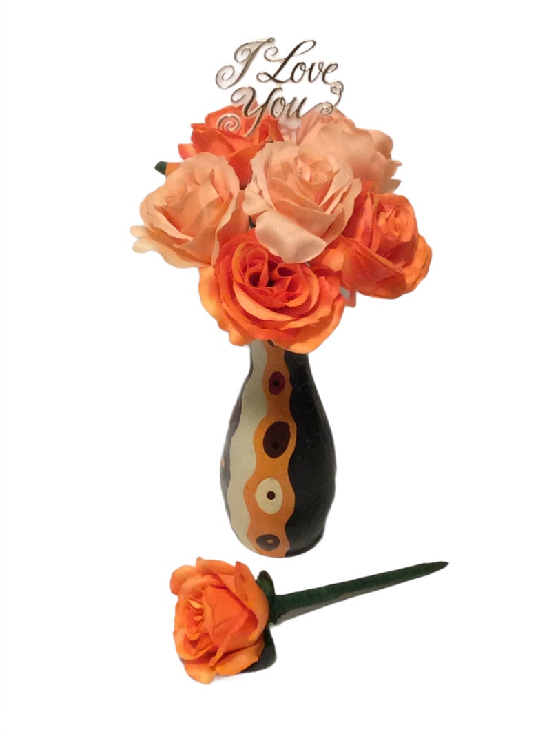 Orange Flower Pen Bouquet Flower Pens Silk Flowers Office Etsy