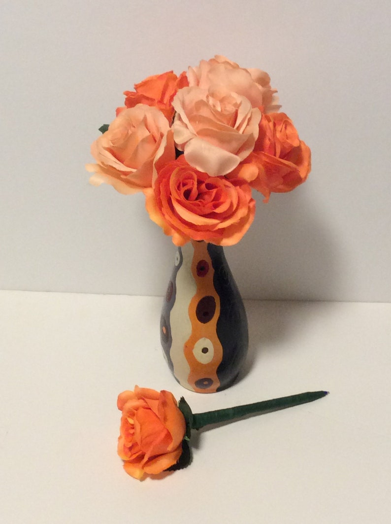 Orange Flower Pen Bouquet Flower Pens Silk Flowers Office Etsy