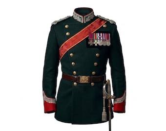 Military Ceremonial Dress Uniform Jacket, Royal Officer Parade Coat, Double Breasted Tunic Costume