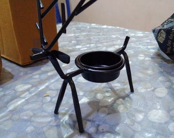 Cast Iron Christmas Reindeer Tealight Holders Set of 2, Black Metal Deer Candle Holders, Rustic Xmas Table Decor, Holiday Gift