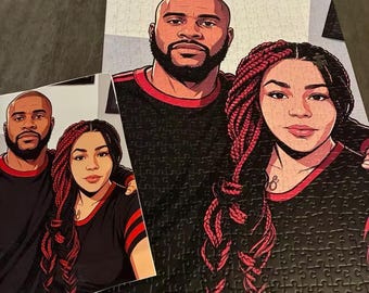 Customized Anime Photo Puzzle 500/1000 Pieces, Personalized Couple Jigsaw Puzzle, Custom Portrait Gift, Anniversary Birthday Christmas Gift