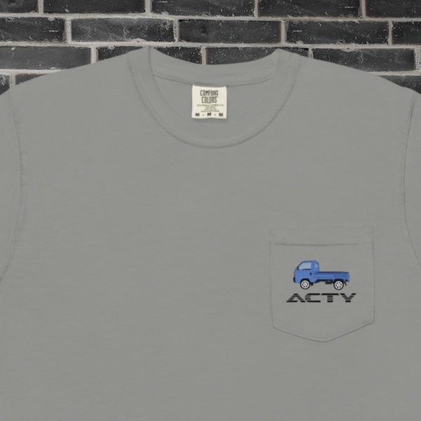 Honda Acty Pocket Tee Garment Dyed Kei Truck Mini Truck Unisex JDM Pocket T-shirt by Fresh Melon Creations