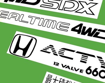 Acty SDX Style 2 Komplettes Kei LKW Aufkleber Set - Mini LKW und Kei LKW Restaurierung, JDM Vinyl Grafiken für Hüftwagen, Import Autos