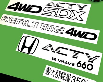 Acty SDX Style 2 Mini Truck Decals Complete Set Outdoor Vinyl for Import Cars, Windows JDM Sticker Kei Truck