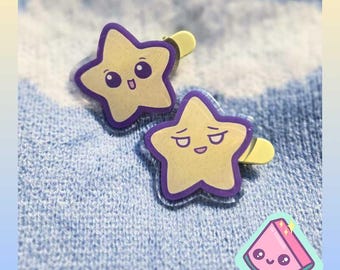 Kawaii Star Hair Clips Set of 2 – Kidcore Glitter Epoxy Barrettes | Fairy Kei Accessories