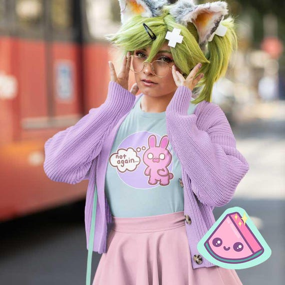 Kawaii Bunny Shirt, Harajuku Pastel Graphic Tee, Cute Sarcastic Bunny T-Shirt, Jfashion Kawaii Clothing, Pastel Aesthetic Top