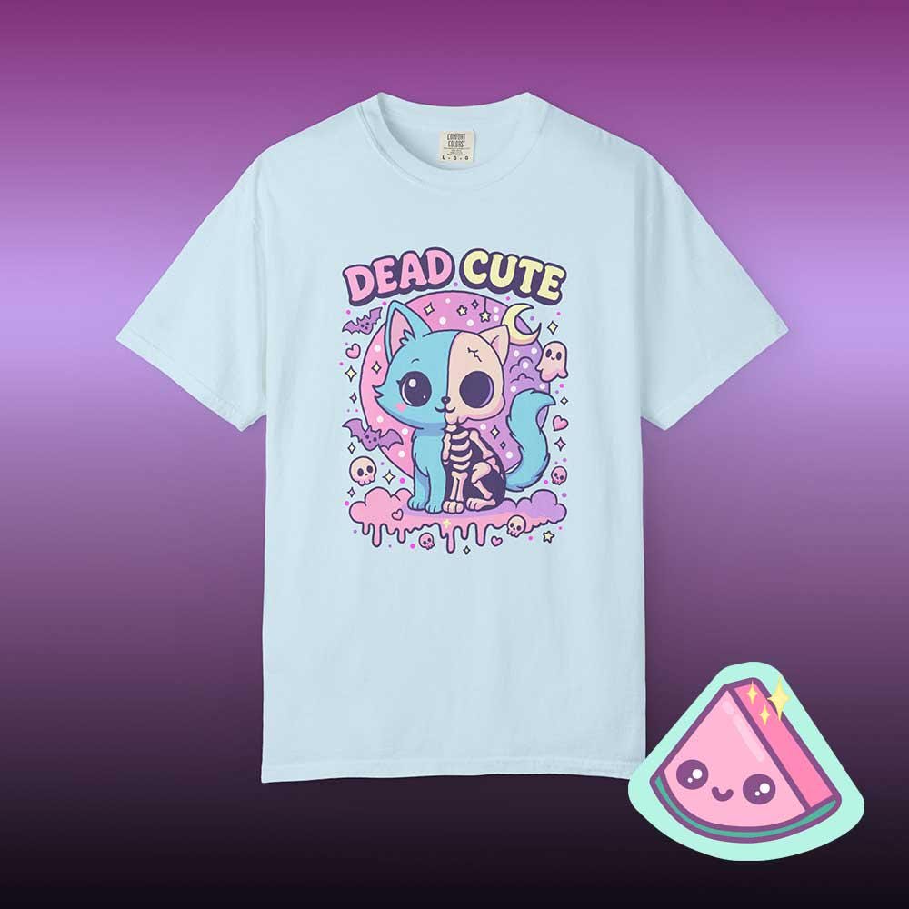 Pastel Goth Cat Shirt, Dead Cute Skeleton Kitty Tee, Kawaii Spooky ...