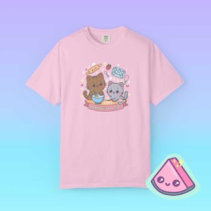 Kawaii Cat Shirt – Bake With Love Pastel Yume Kawaii Graphic Tee, Soft Girl Aesthetic T-Shirt, Dreamy Pastel Fashion Top Comfort Colors Tee in Blossom Pink