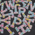 DIY macaron letter hot stamping patch, letter patch sewing, diamond letter iron-on patch, iron-on letter patch, letter patch product logo