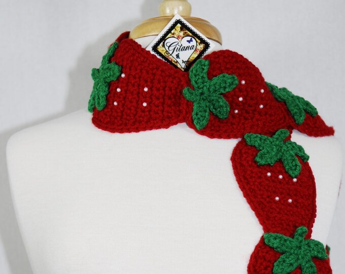 Strawberry Scarf-crochet Scarf-crochet Strawberry-women Scarf-neck ...