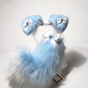 Sassy Blue Puppy Ears and Tail,Puppy Ears Headband,Puppy Costume,Cosplay,Puppy Tail,Shepherd,Harajuku,Puppy Ears,Cat ears and Tail,Shiba