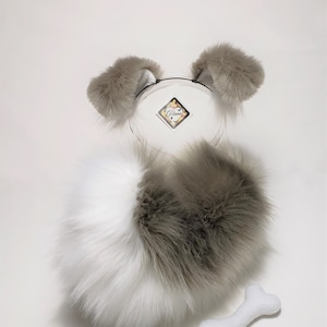 Sassy Gray Puppy Ears and Tail,Puppy Ears Headband,Puppy Costume,Cosplay,Puppy Tail,Shepherd,Harajuku,Puppy Ears,Shiba,Dog ears
