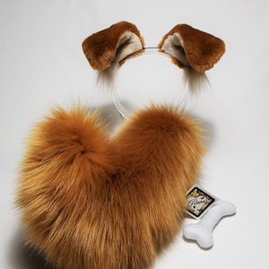 Sassy Saddle Puppy Ears and Tail,Puppy Ears Headband,Puppy Costume,Puppy Tail,Shepherd,Harajuku,Puppy Ears,Cat ears and Tail,Shiba,Dog ears