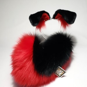 Sassy Black and red ears and tail,Puppy Costume,Cosplay,Puppy Tail,Shepherd,Harajuku,Puppy Ears,Cat ears and Tail,Shiba,Dog Lolita,DDLG