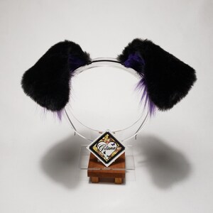 Black and Purple Sassy Puppy Ears,Puppy Ears Headband,Puppy Costume,Black Ears, Black Puppy Ears,Harajuku,Puppy Cosplay.DDLG,Goth,Halloween