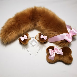 Saddle Puppy Ears and Tail,Puppy Ears Headband,Puppy Costume,Cosplay,Party Favor, Birthday,Harajuku,Puppy Ears,Cat ears and Tail,Halloween