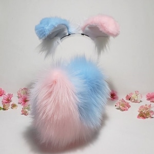 Sassy Cotton Candy Puppy Ears and Tail,Puppy Ears Headband,Puppy Costume,Cosplay,Puppy Tail,Shepherd,Harajuku,Cat ears and Tail,Shiba