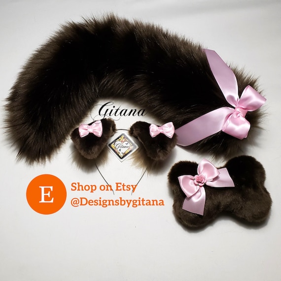 Brown Puppy Ears and Tail,Brown,Puppy Ears Headband,Puppy Costume,Cosplay,Party, Birthday,Harajuku,Puppy Ears,Cat ears and Tail,Halloween