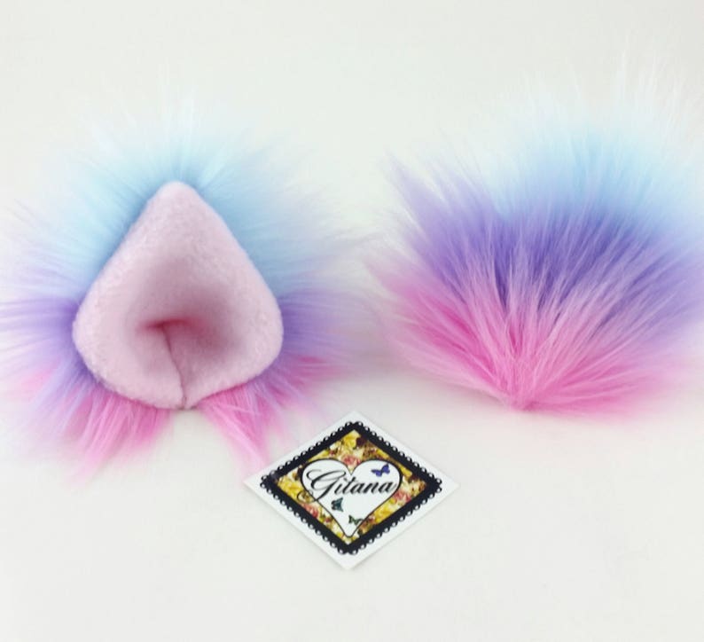  Pastel Rainbow Cat  Ears and Tail Realistic Cat  Ears and Etsy