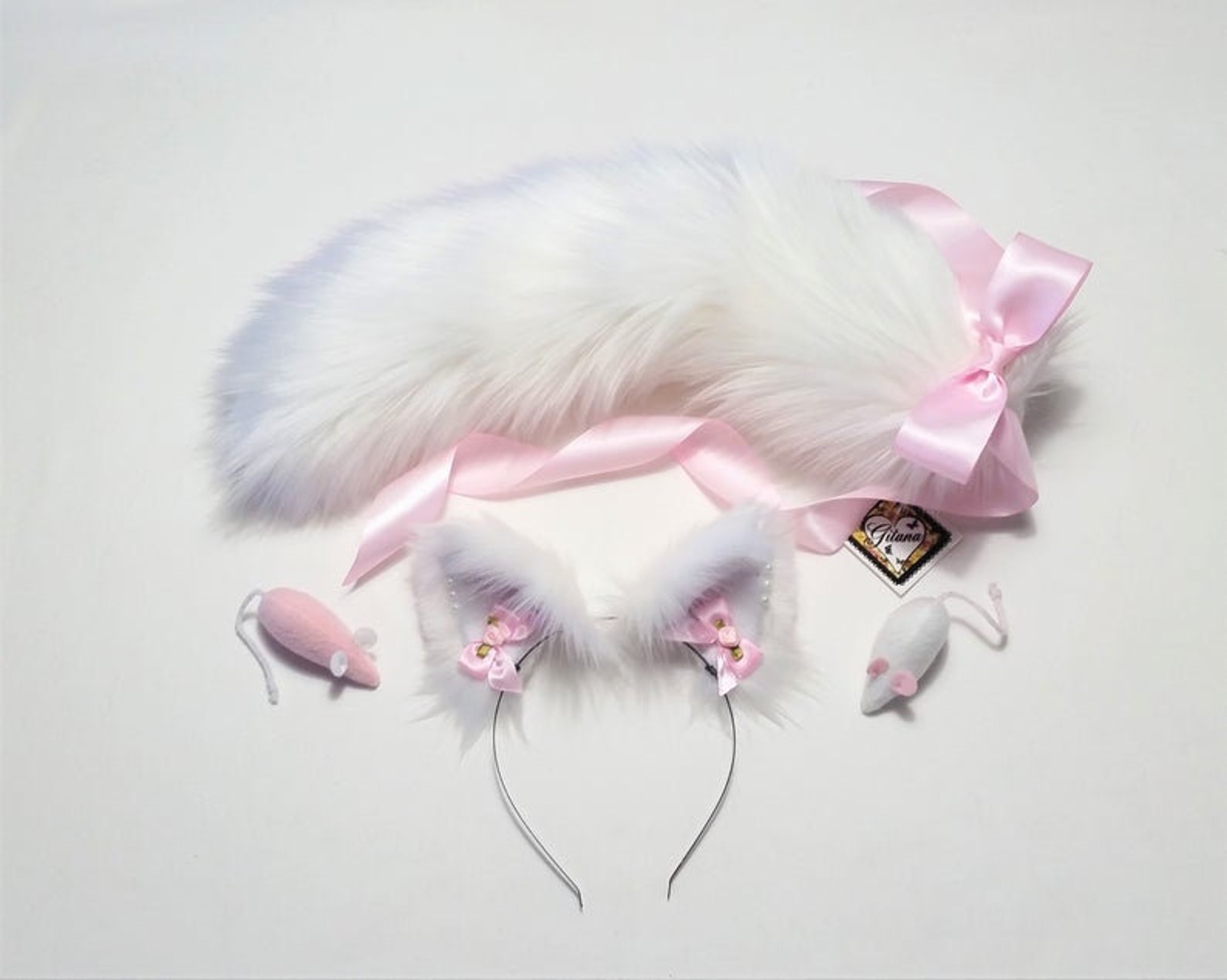 White Cat Ears and Tail-realistic Cat Ears and Tail-cat Ear - Etsy