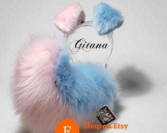 Sassy Cotton Candy Puppy Ears and Tail,Puppy Ears Headband,Puppy Costume,Cosplay,Puppy Tail,Shepherd,Harajuku,Cat ears and Tail,Shiba