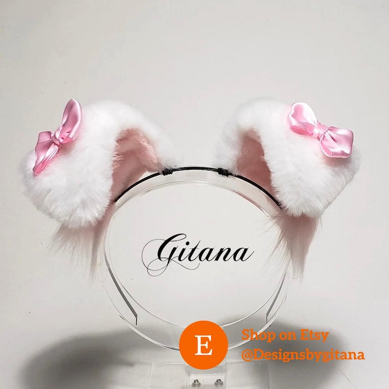 White Puppy Ears and Tail,Puppy Ears Headband,Puppy Costume,Cosplay,Party Favor, Birthday,Harajuku,Puppy Ears,Cat ears and Tail,Halloween Ears with Bows