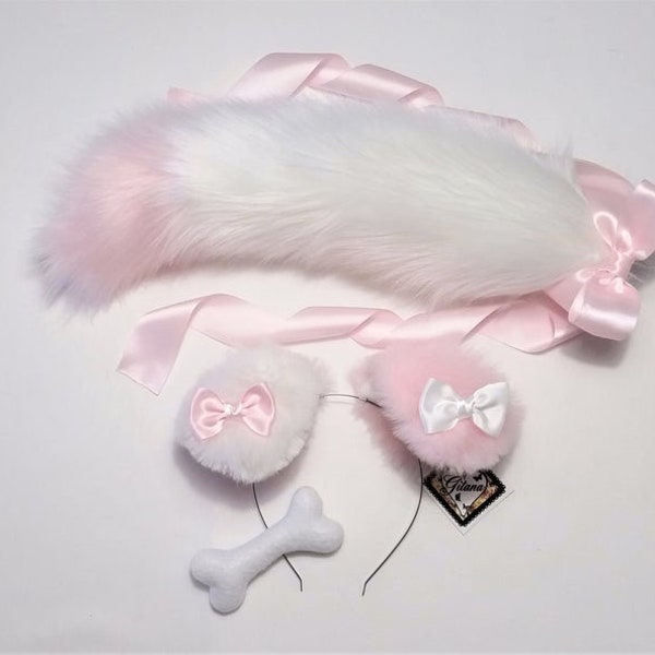 Puppy Ears and Tail,Puppy Ears Headband,Puppy Costume,Cosplay,Lolita,Farie Kei,Harajuku,Puppy Ears,Cat ears and Tail,Halloween,Shepherd tail