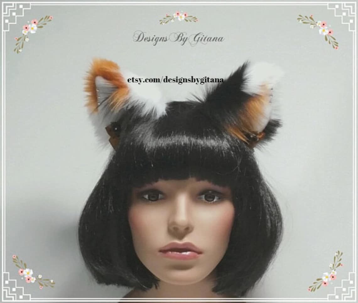 Calico Cat Ears Headbandcat Eras and Tailcat Earscat Ear Etsy