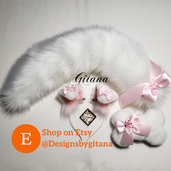 White Puppy Ears and Tail,Puppy Ears Headband,Puppy Costume,Cosplay,Party Favor, Birthday,Harajuku,Puppy Ears,Cat ears and Tail,Halloween