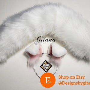 White Puppy Ears and Tail,Puppy Ears Headband,Puppy Costume,Cosplay,Party Favor, Birthday,Harajuku,Puppy Ears,Cat ears and Tail,Halloween image 11