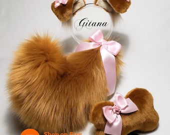 Sassy Puppy Ears and Tail,Puppy Ears Headband,Puppy Costume,Cosplay,Puppy Tail,Shepherd,Harajuku,Puppy Ears,Cat ears and Tail,Shiba,Dog ears