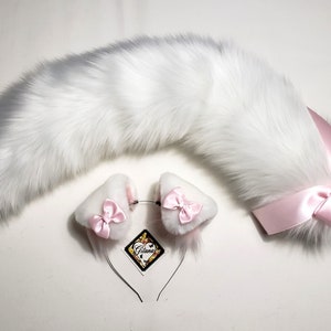 White Puppy Ears and Tail,Puppy Ears Headband,Puppy Costume,Cosplay,Lolita,Harajuku,Puppy Ears,Cat ears and Tail,Halloween,Shepherd Tail