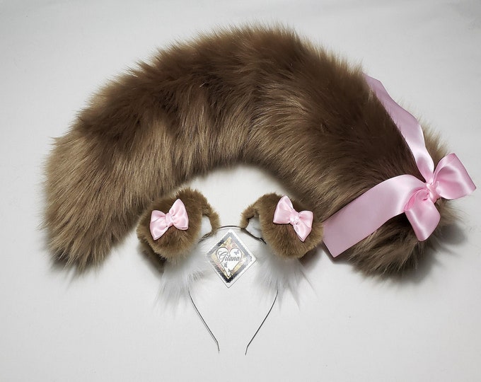 Kirei Sui Kids Puppy Dog Costume Set - Headband Ears, Tail, Bowtie, Light Brown, 3 Piece - View #7