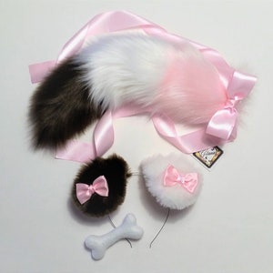 Neapolitan Puppy ears and Tail,Puppy Ears Headband,Puppy Pet play,Puppy Costume,Cosplay,Harajuku,Puppy Ears,Cat ears and Tail,Dog Ears