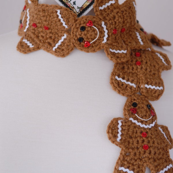 RESERVEDWAITING LIST, demand scarf, read below-Gingerbread Scarf- Christmas Scarf- Crochet Scarf-Cookie Scarf-Food Scarf-Gingerbread Cookies