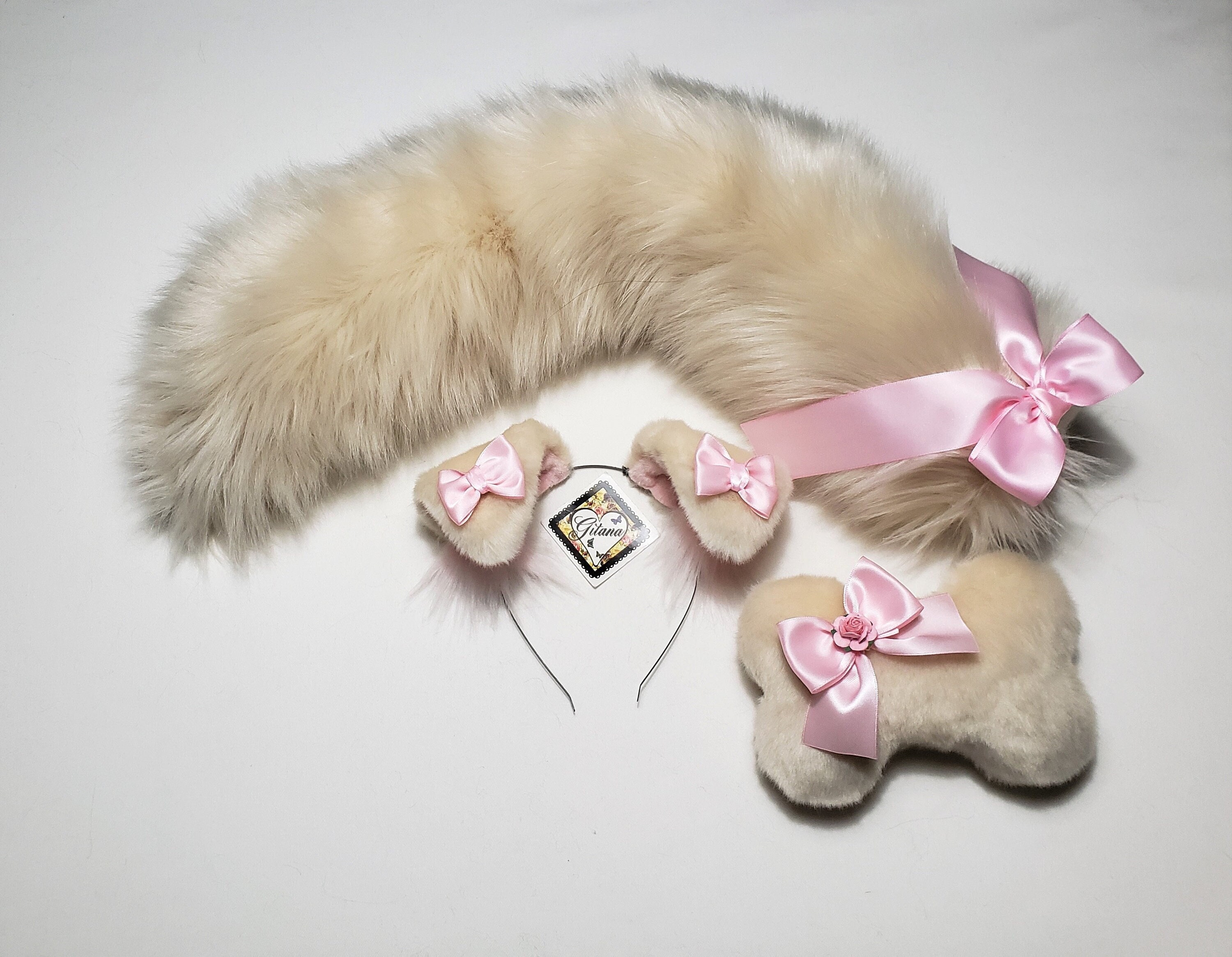 COPY - Puppy ear headband pet play dog Brown / White Blue Cosplay Puppy Dog Headband Ears Tail  main image 3