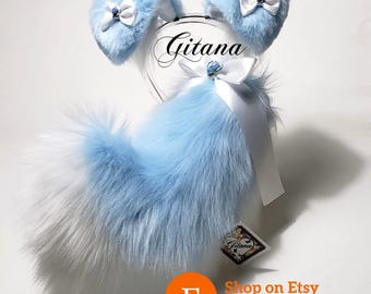 Sassy Blue Puppy Ears and Tail,Puppy Ears Headband,Puppy Costume,Cosplay,Puppy Tail,Shepherd,Harajuku,Puppy Ears,Cat ears and Tail,Shiba