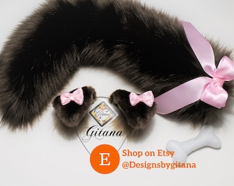Puppy Ears and Tail,Puppy Ears Headband,Puppy Costume,Cosplay,Lolita,Farie Kei,Harajuku,Puppy Ears,Cat ears and Tail,Halloween,Shepherd Tail