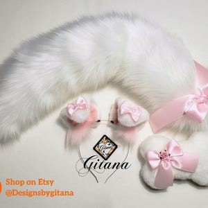 White Puppy Ears and Tail,Puppy Ears Headband,Puppy Costume,Cosplay,Party Favor, Birthday,Harajuku,Puppy Ears,Cat ears and Tail,Halloween image 2