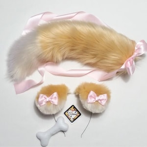 Blondie Puppy Ears and Tail,Puppy Ears Headband,Puppy Costume,Cosplay, Lolita,Farie Kei,Harajuku,Puppy Ears,Cat ears and Tail,Halloween,DDLG