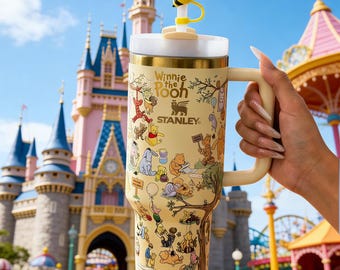 Custom Winnie the Pooh 40oz Tumbler – Personalized Stainless Steel Cup, Custom Birthday Holiday Gift
