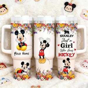 Custom Mickey Mouse Tumbler Cup 40oz, Personalized Travel Mug, Leakproof Lid, Double-Wall, Cute Gift for Her, Christmas Gift image 1