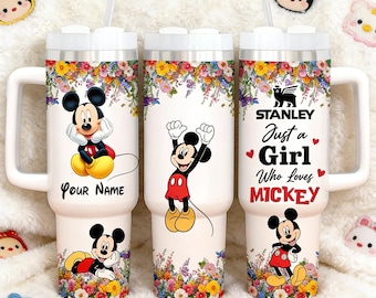 Gobelet personnalisé Mickey Mouse 40 oz, Mug de voyage personnalisé, Couvercle étanche, Double paroi, Joli cadeau pour elle, Cadeau de Noël